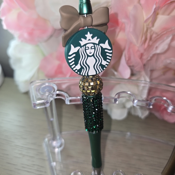x2 Beaded Pens Handcrafted Starbucks Coffee - Picture 2 of 3